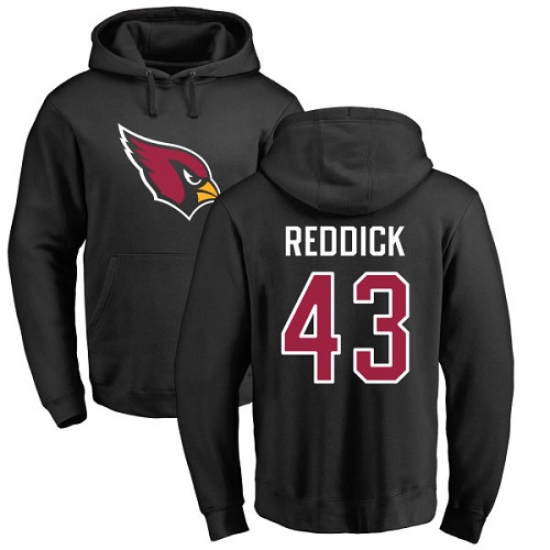 Arizona Cardinals Men Black Haason Reddick Name And Number Logo NFL Football #43 Pullover Hoodie Sweatshirts